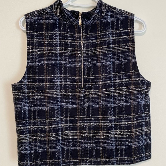 plaid mock neck sweater vest - Picture 2 of 4